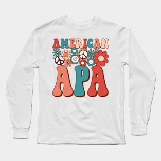 Retro Groovy American Apa Matching Family 4th of July Long Sleeve T-Shirt